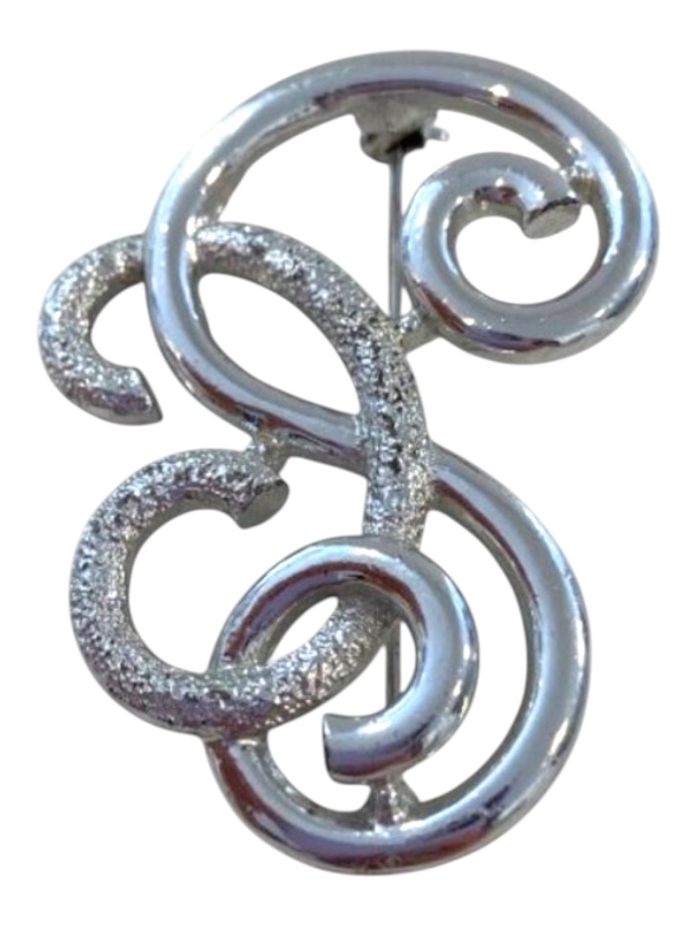 Vintage Sarah Coventry Silver Tone Swirl Ribbon Brooch Pin Mid Century Modern